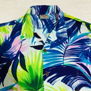 Aloha Hut Men’s Tropical Palm Print Hawaiian Short Sleeve Shirt- Size XL